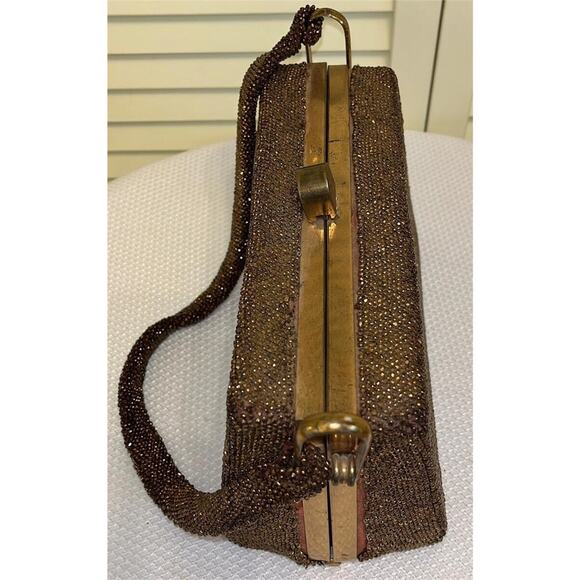 Vintage Original Fre-Mor Collection Copper Tone Beaded Evening Bag Art Deco - Picture 2 of 6